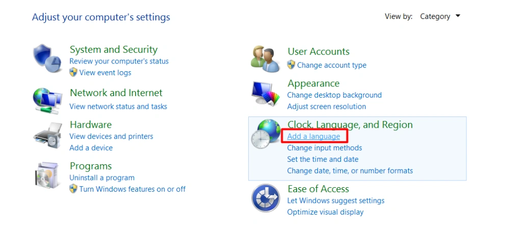 Denetim Masası Görüntüsü