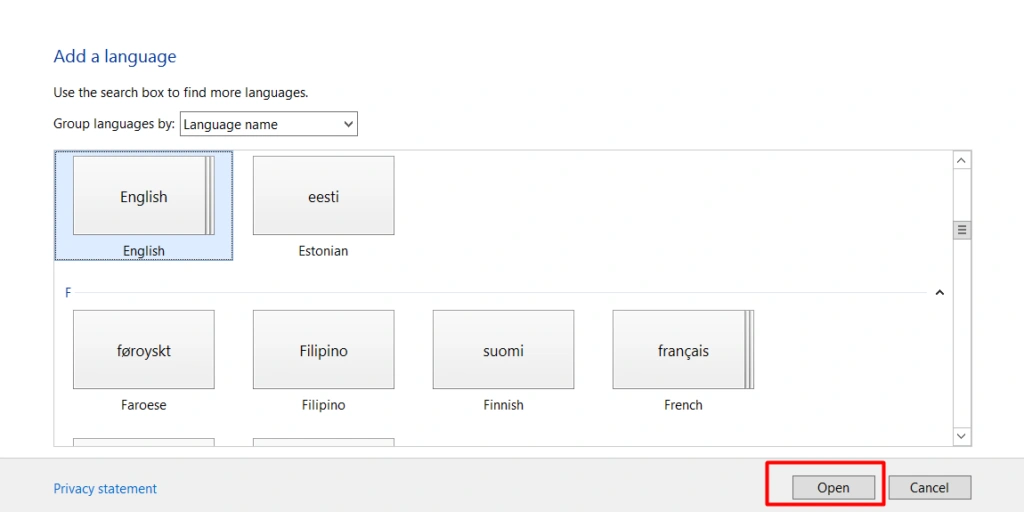 Dil Ekleme Penceresi